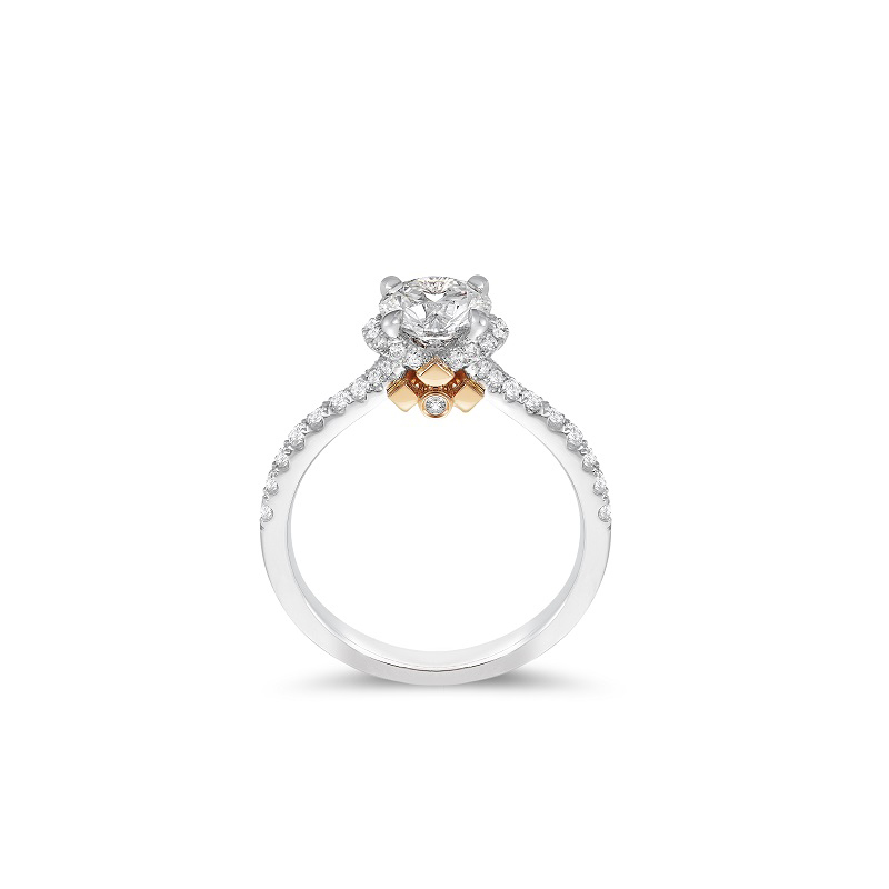 18K白色及玫瑰色黄金钻石戒指